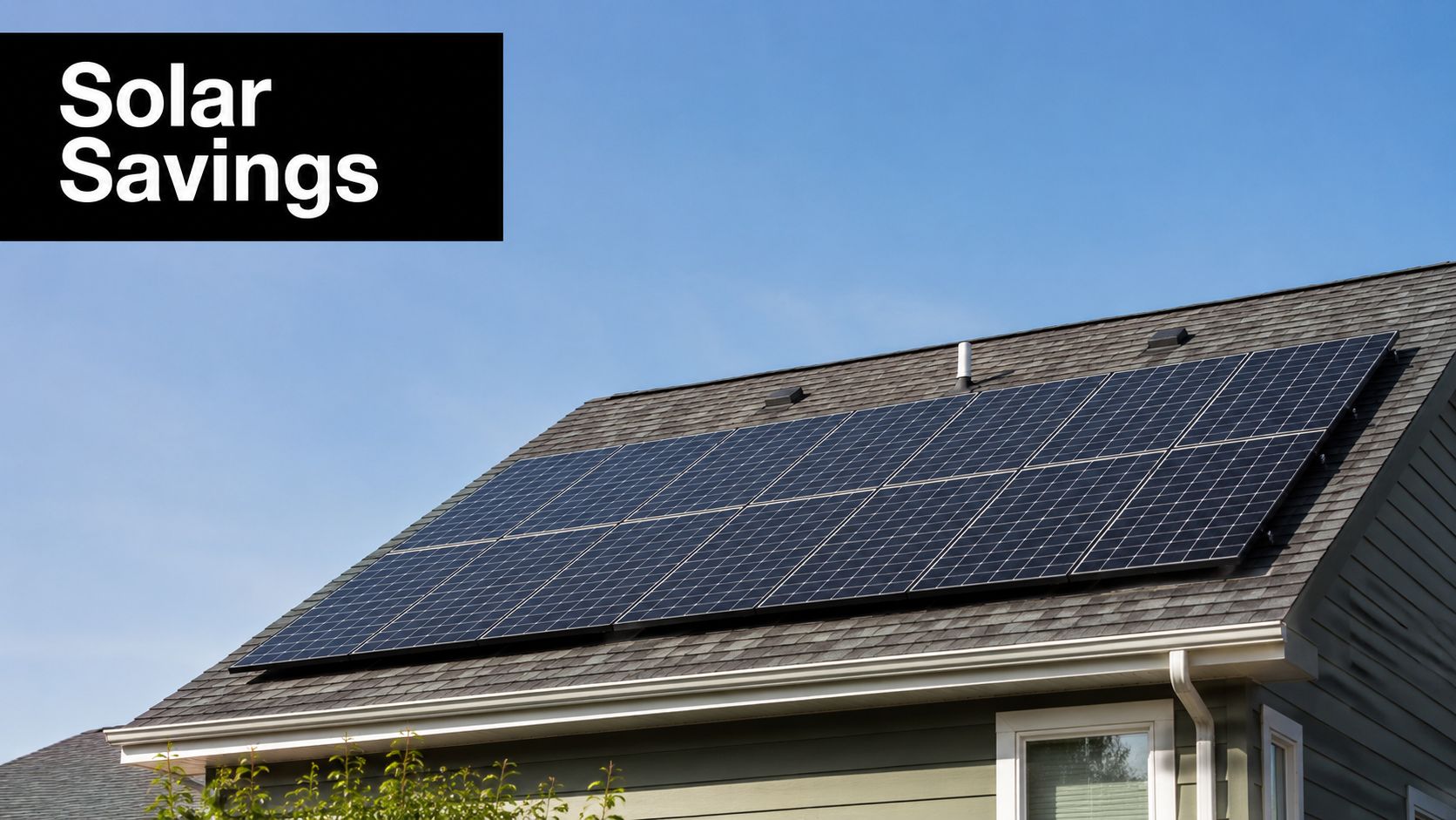 A house roof with several solar panels installed to promote energy efficiency and home solar savings.